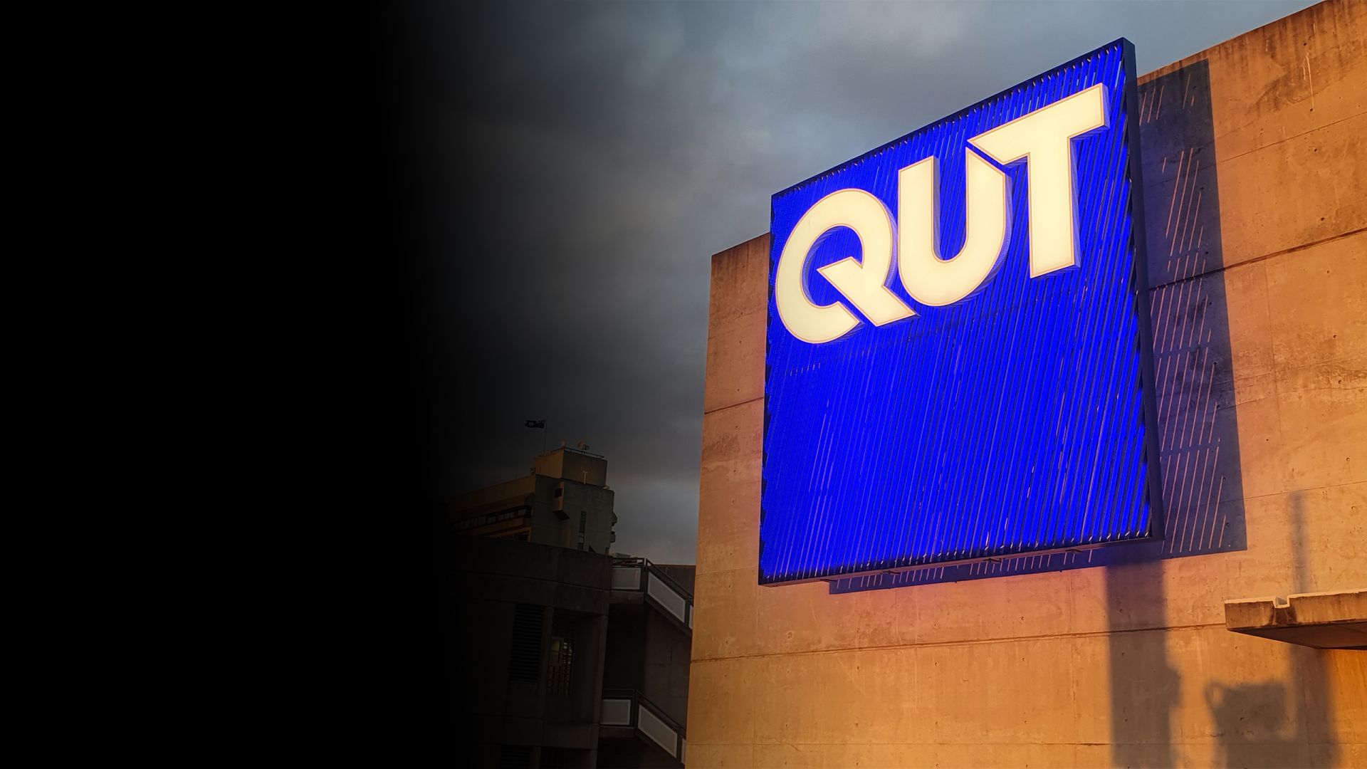 QUT illuminated building signage